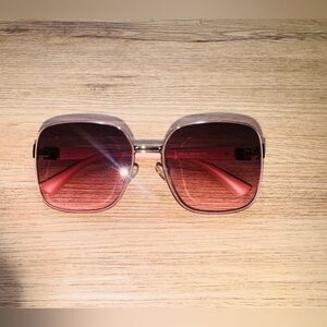 Pink Oversized Gradient Sunglasses with Metallic Accent